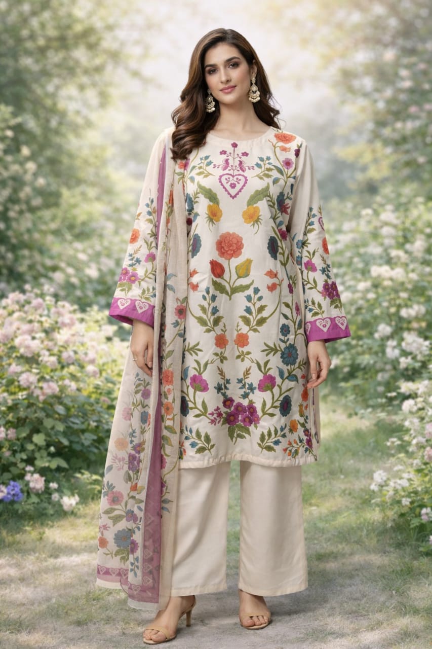 Elegant Floral Digital Printed 3 Piece Lawn Suit for Women – Summer Collection