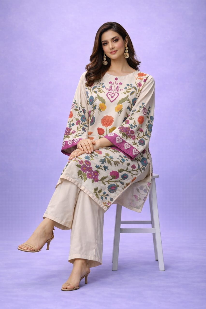 Elegant Floral Digital Printed 3 Piece Lawn Suit for Women – Summer Collection