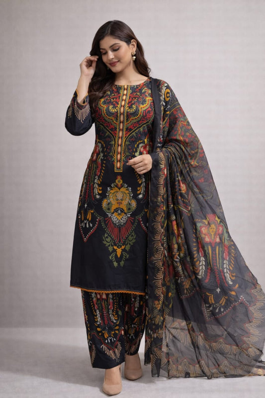 Midnight Royal Digital Printed 3 Piece Lawn Suit for Women – Luxury Ethnic Summer Wear