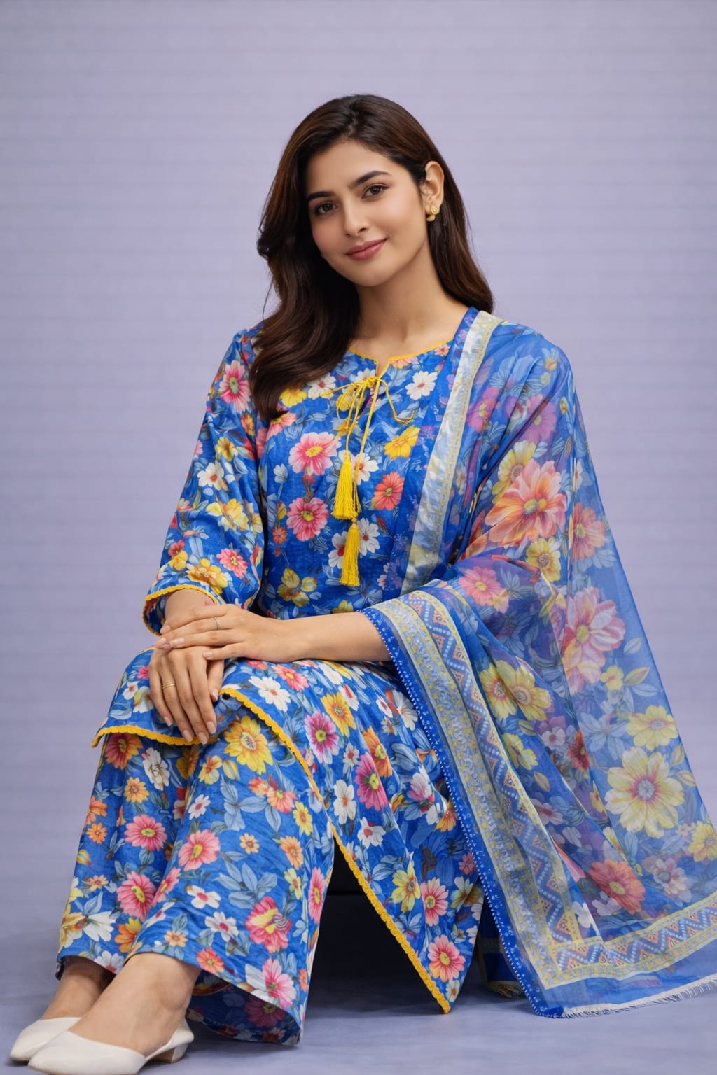 Noiréa Sapphire Bloom – Signature Lawn Ensemble 3pc Suit