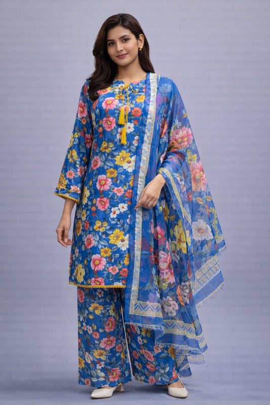 Noiréa Sapphire Bloom – Signature Lawn Ensemble 3pc Suit
