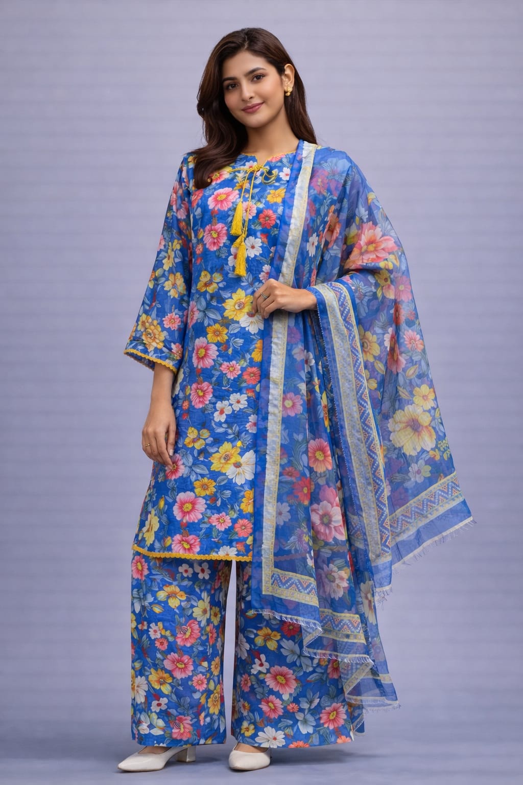 Noiréa Sapphire Bloom – Signature Lawn Ensemble 3pc Suit