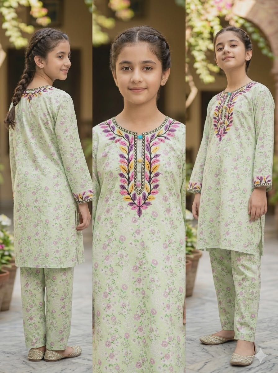 Sunshine Bloom Girls Kurta & Palazzo Set – Pastel Floral Edition
